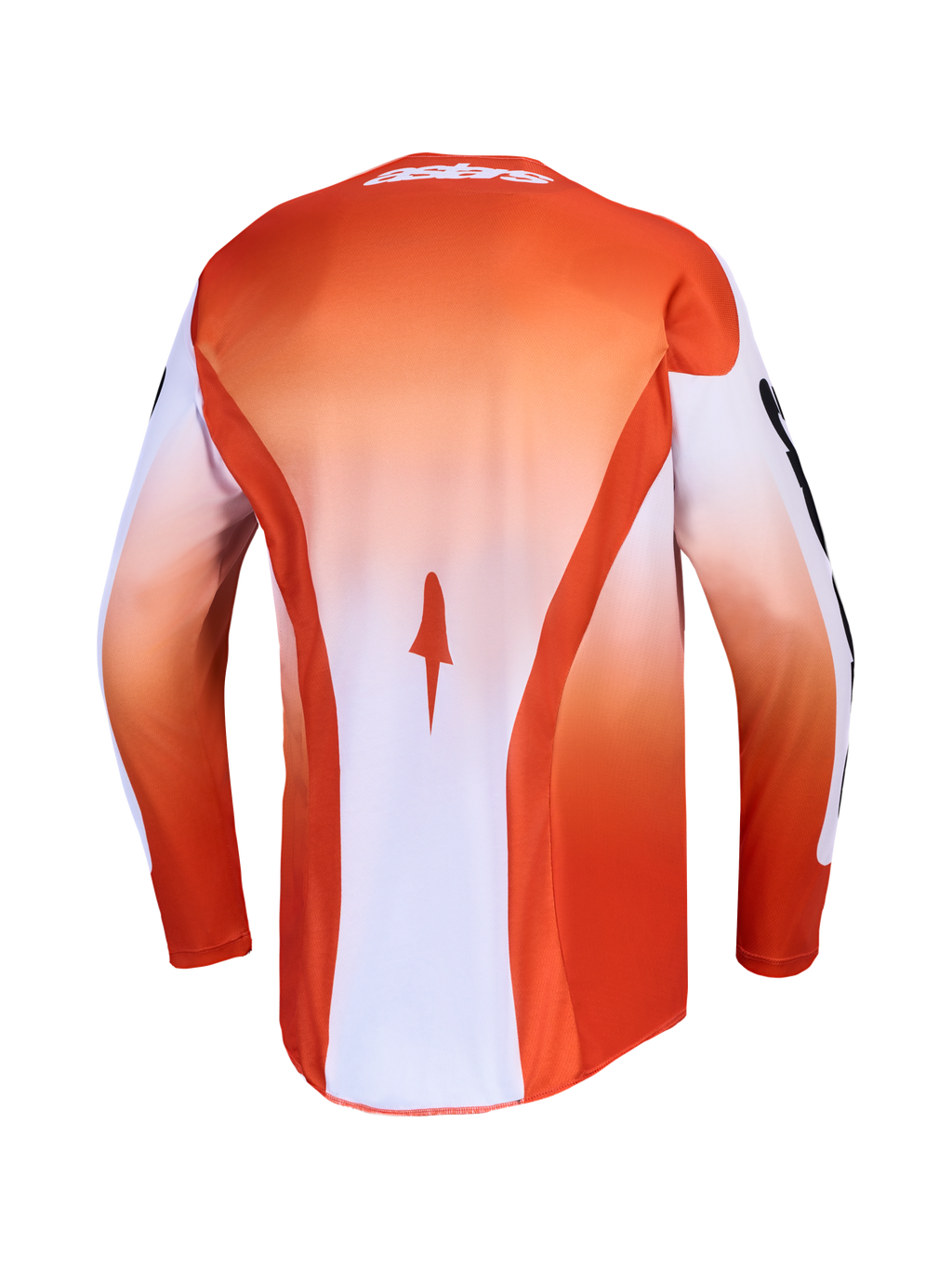 Alpinestars maglia Racer Amber, maglia da motocross uomo, rossa e bianca, vista posteriore, traspirante con fondo allungato.
