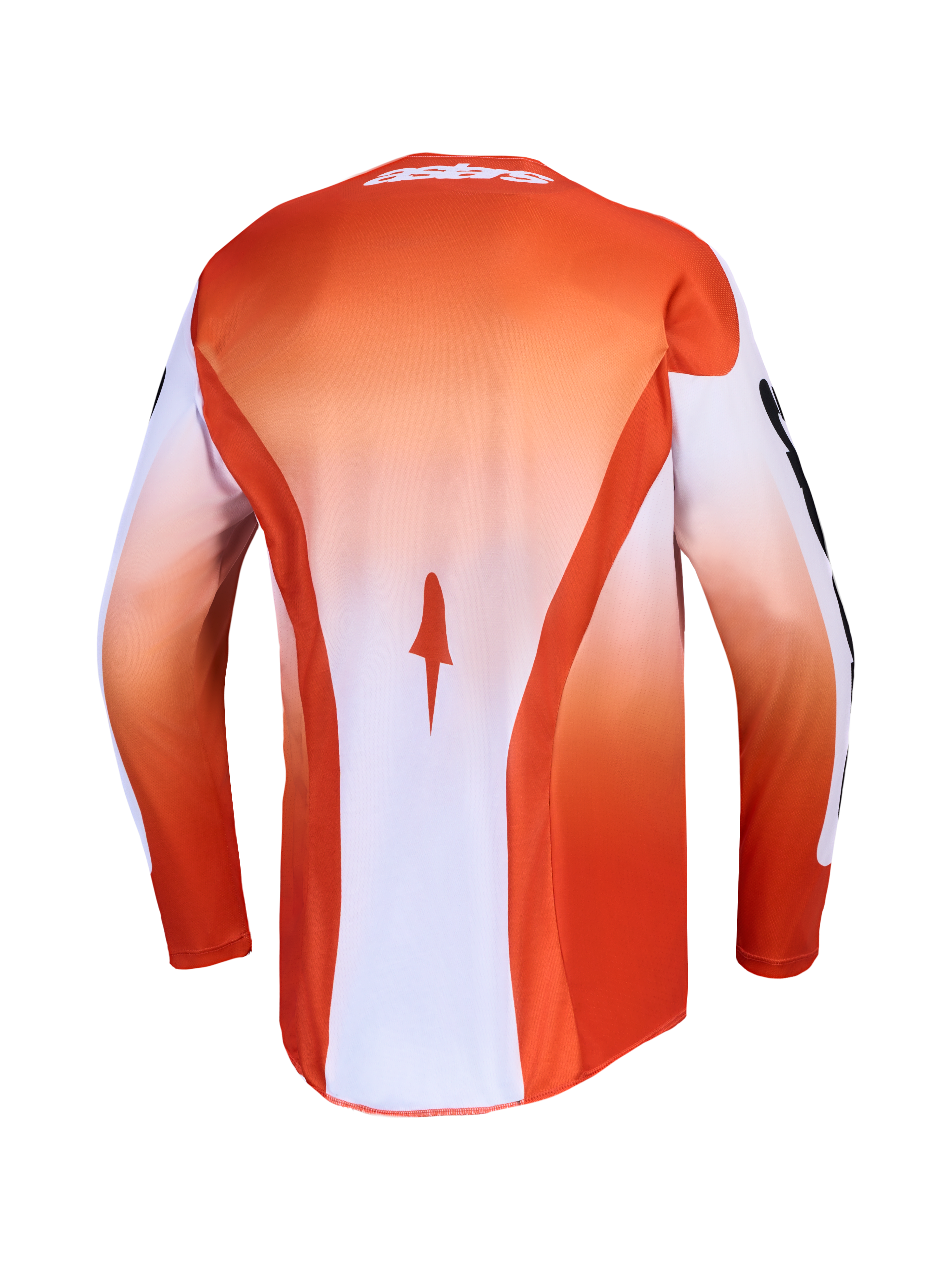 Alpinestars maglia Racer Amber, maglia da motocross uomo, rossa e bianca, vista posteriore, traspirante con fondo allungato.