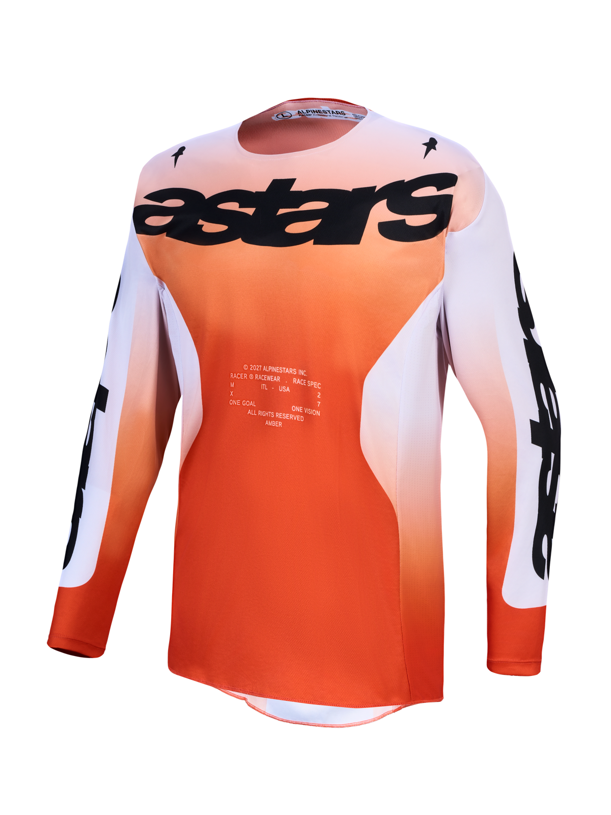 Alpinestars Racer Amber Jersey, Men's Motocross Jersey in Red and Light Lilac, moisture-wicking polyfabric with race fit.