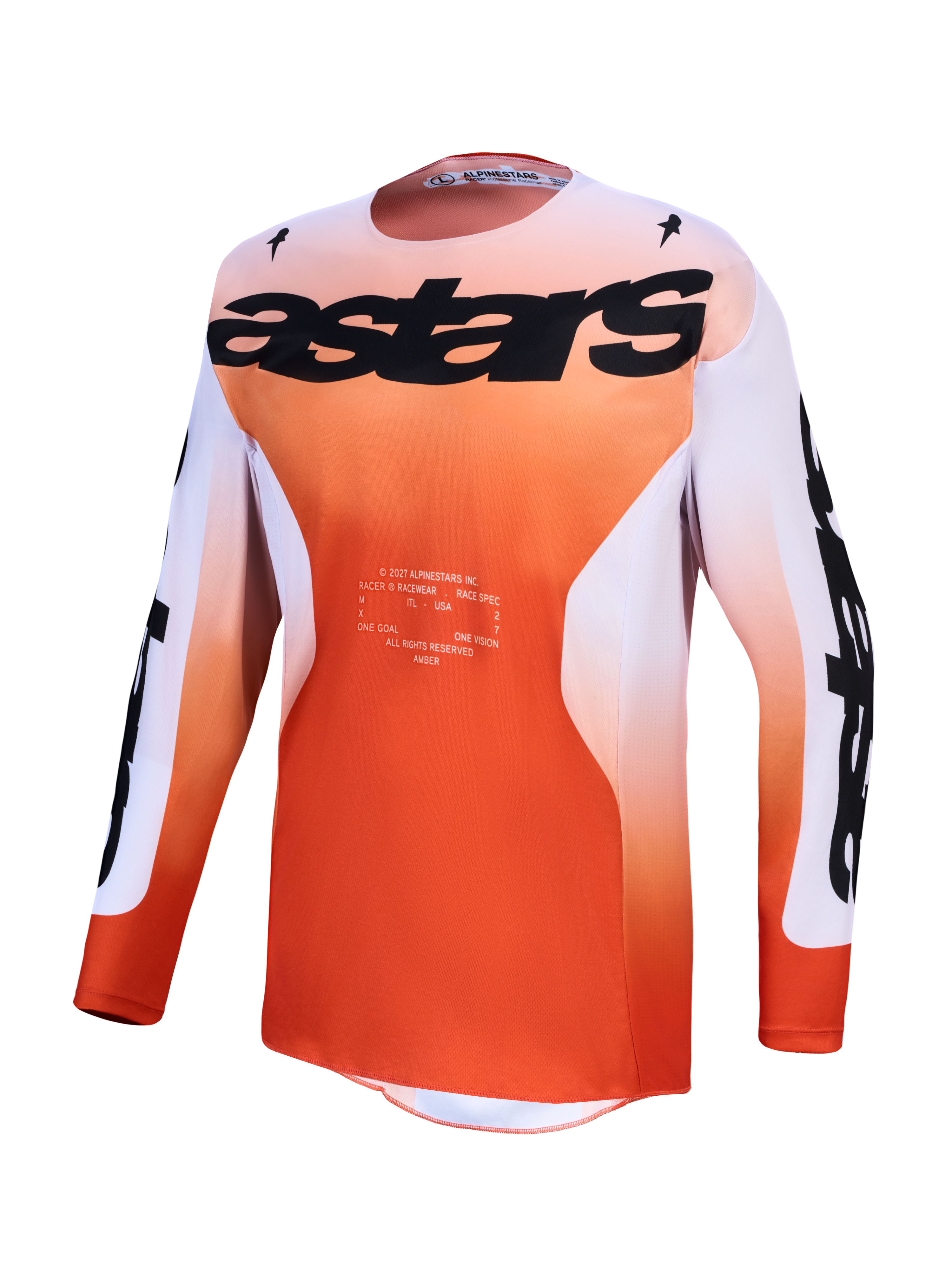 Alpinestars maglia Racer Amber 2027, maglia da motocross da uomo, rosso cardinale e lilla chiaro, in poli-tessuto traspirante con vestibilità race fit