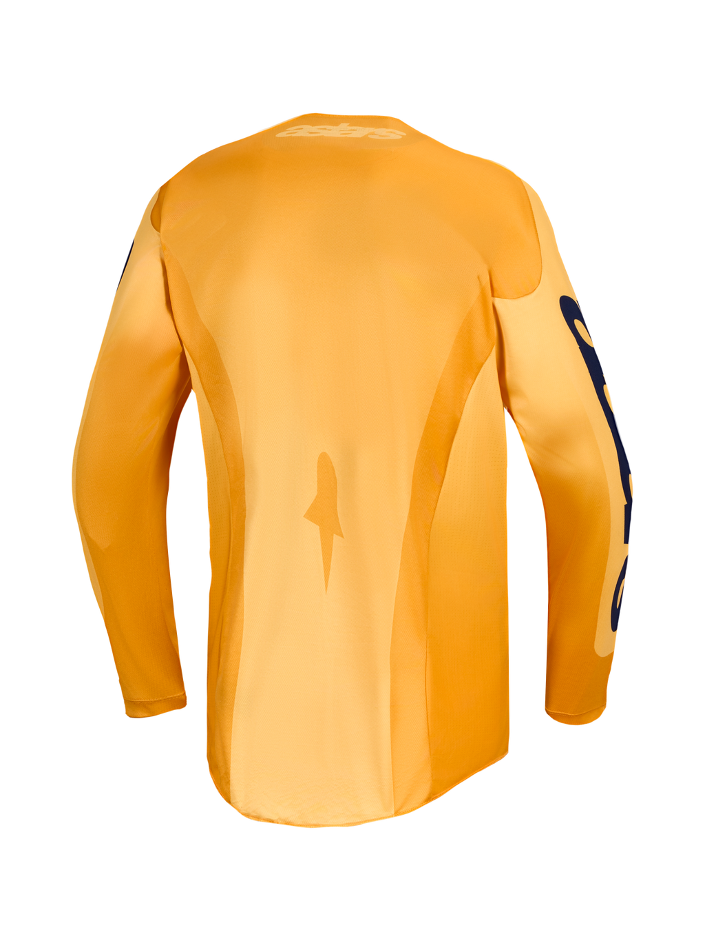 Alpinestars maglia Racer Amber 2027 e Racer Amber Gear Set, maglia motocross arancione e blu scuro, vista posteriore.