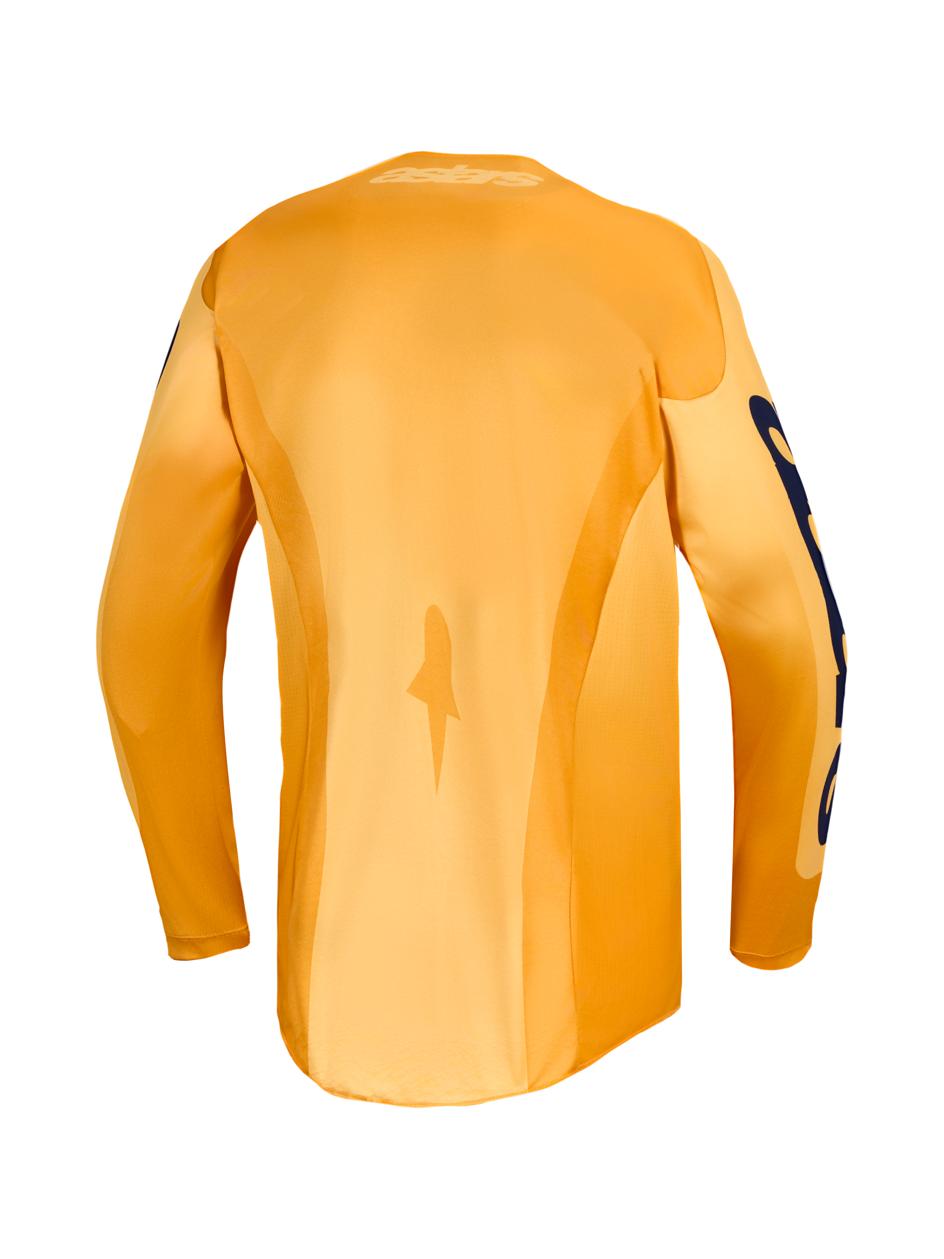Alpinestars maglia Racer Amber 2027 e Racer Amber Gear Set, maglia motocross arancione e blu scuro, vista posteriore.