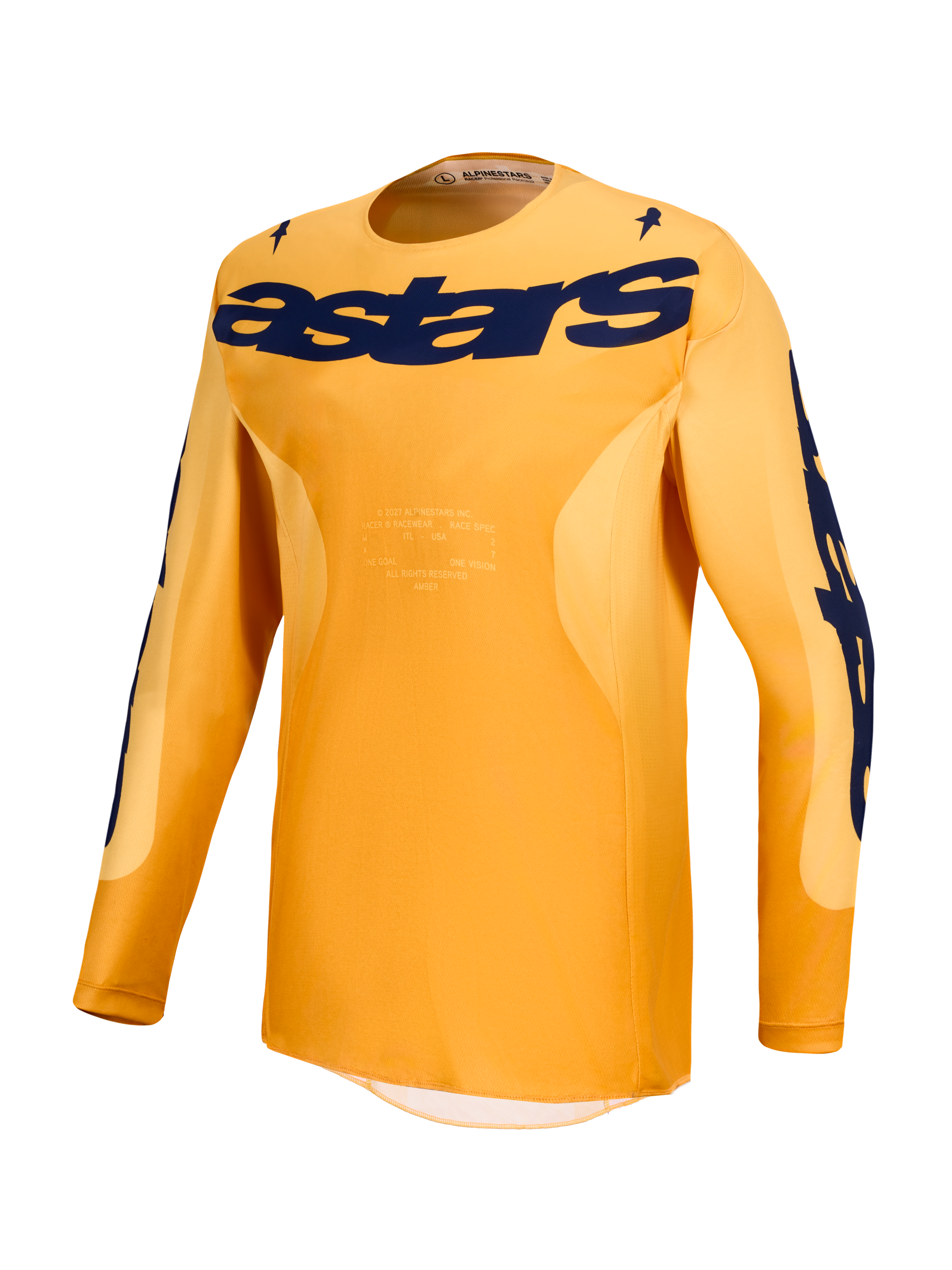 Alpinestars maglia Racer Amber e Racer Amber Gear Set, maglia da motocross da uomo arancione e blu in poliestere traspirante.