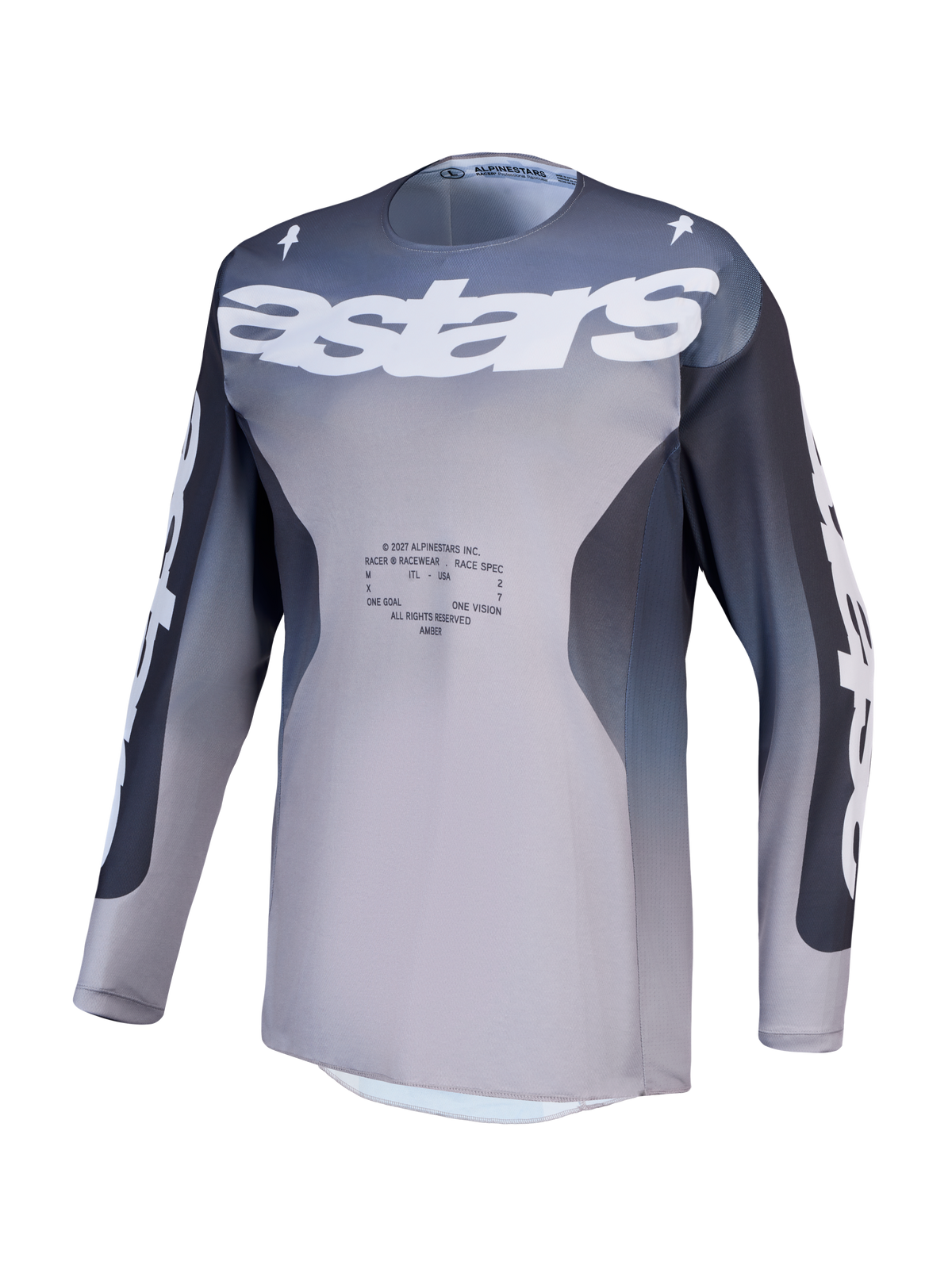 Alpinestars Racer Amber Jersey, Men's Motocross Jersey, Graystone and Light Lilac, breathable performance polyfabric.