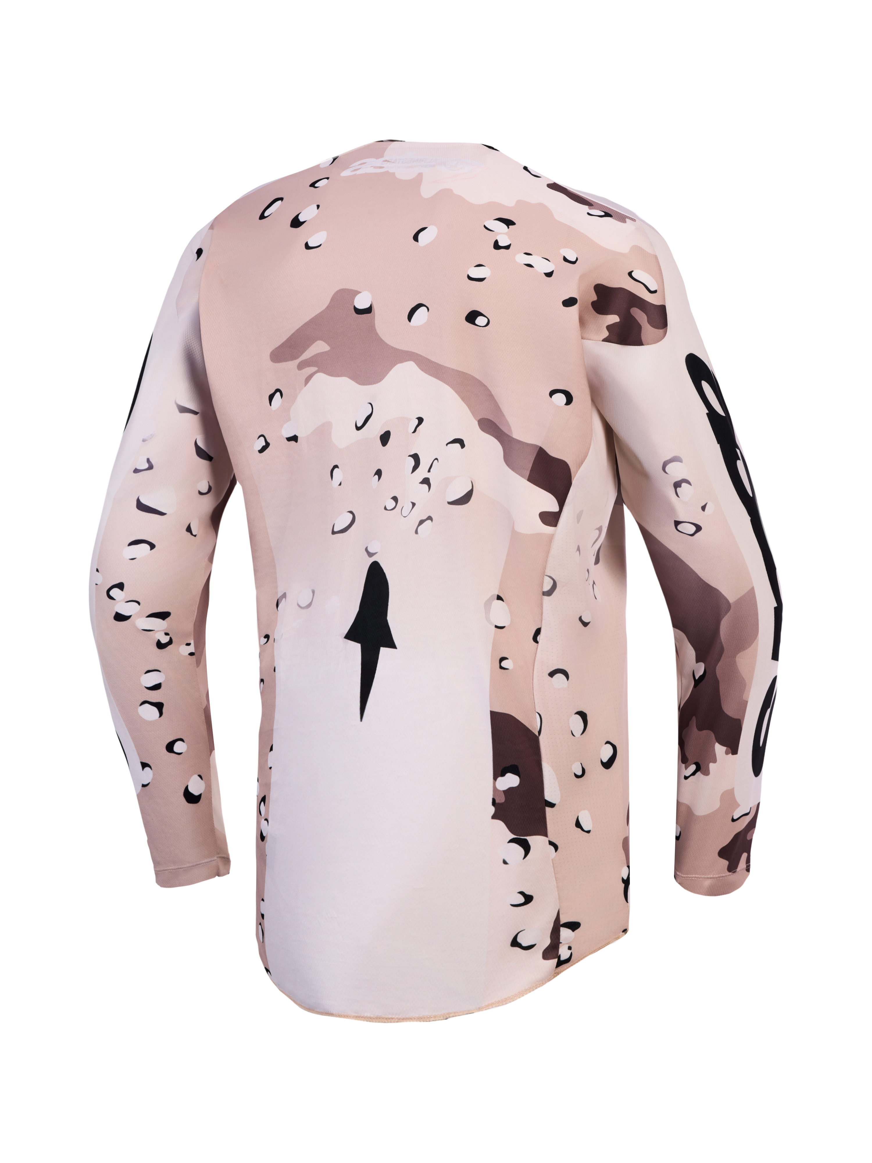 Alpinestars Racer Lone Jersey, maglia da motocross, vista posteriore, mimetico desert camo beige, tessuto traspirante e orlo allungato per una copertura ottimale.
