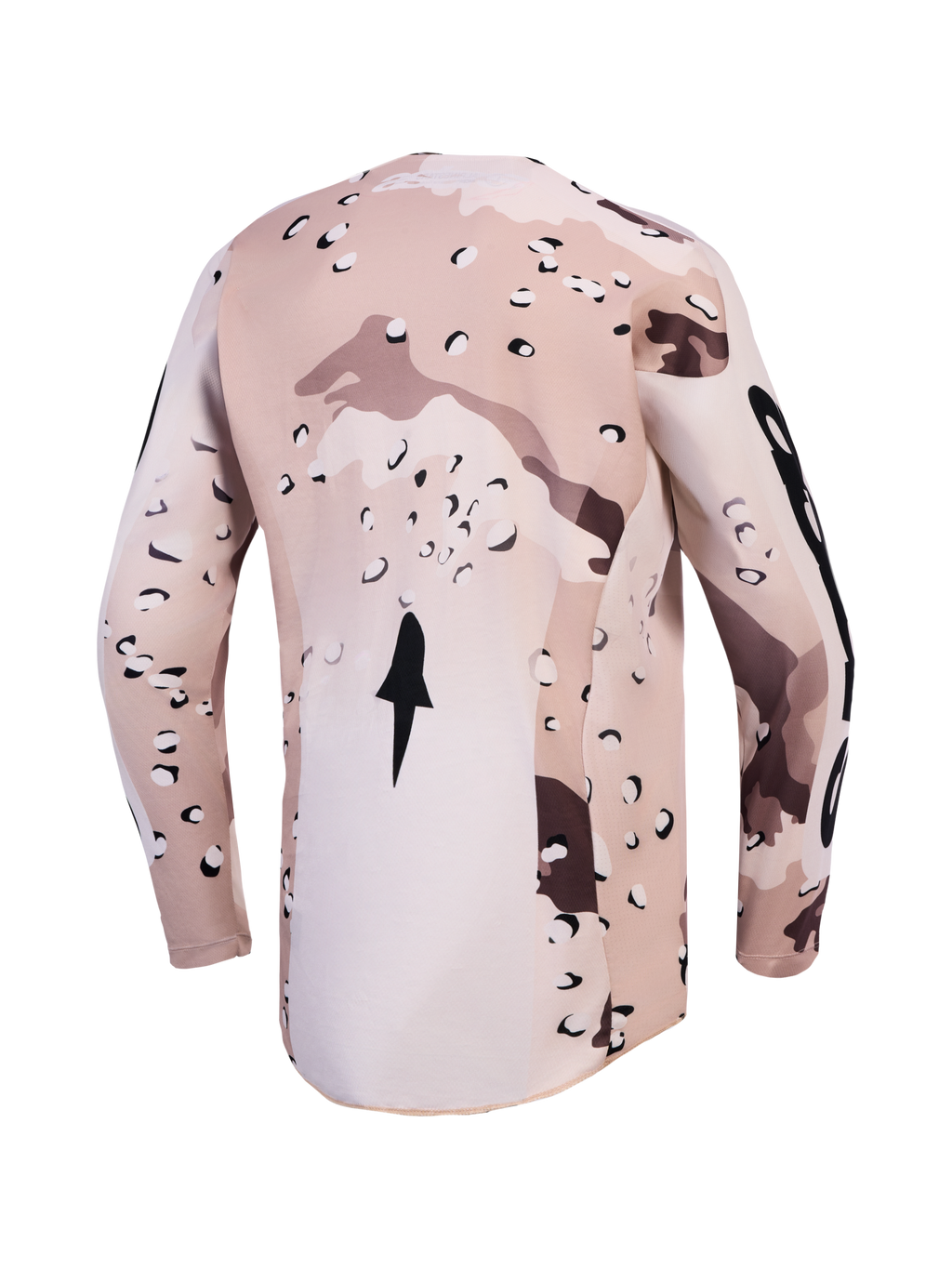 Alpinestars Maglia Racer Lone, maglia da motocross da uomo, desert camo e nero, vista posteriore con orlo allungato.