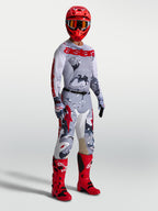 Maglia Alpinestars Racer Air Lone, maglia da motocross da uomo, grigio camo e rosso, in mesh traspirante.