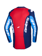 Alpinestars Fluid Grid Jersey 2026, vista posteriore, maglia da motocross rossa e blu, caratterizzata da branding Alpinestars bianco su maniche e retro, design in poliestere leggero per la guida fuoristrada