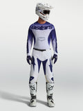 Alpinestars Racer Air Amber Gear Set, maglia e pantaloni motocross blu e bianchi, kit traspirante per fuoristrada