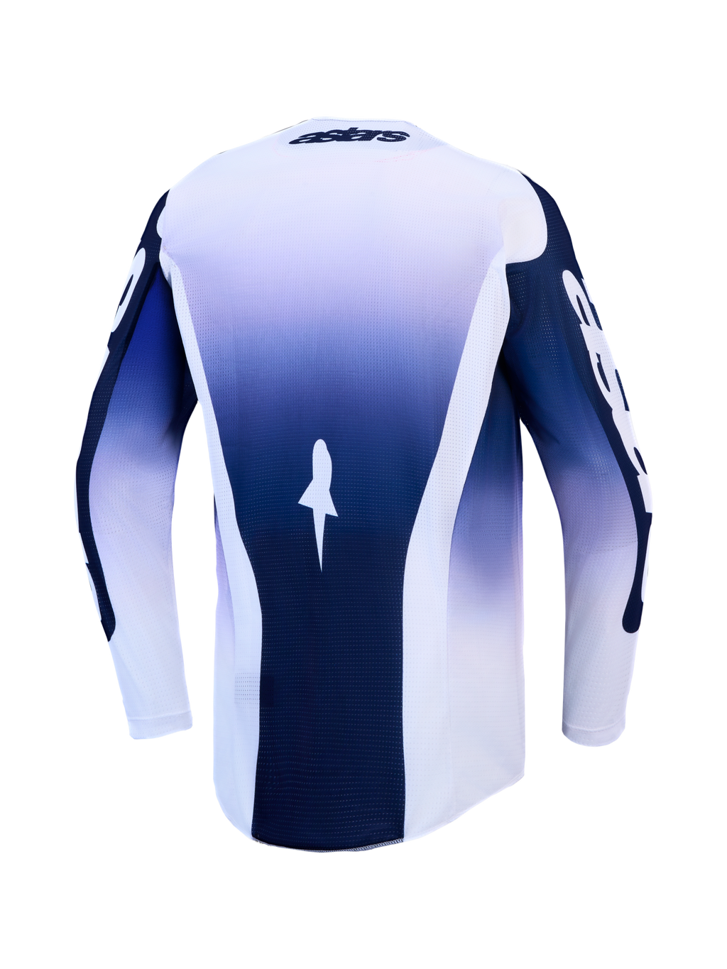 Alpinestars Maglia Racer Air Amber, maglia da motocross con sfumatura blu e bianca, costruzione in rete leggera e ventilata, vista posteriore