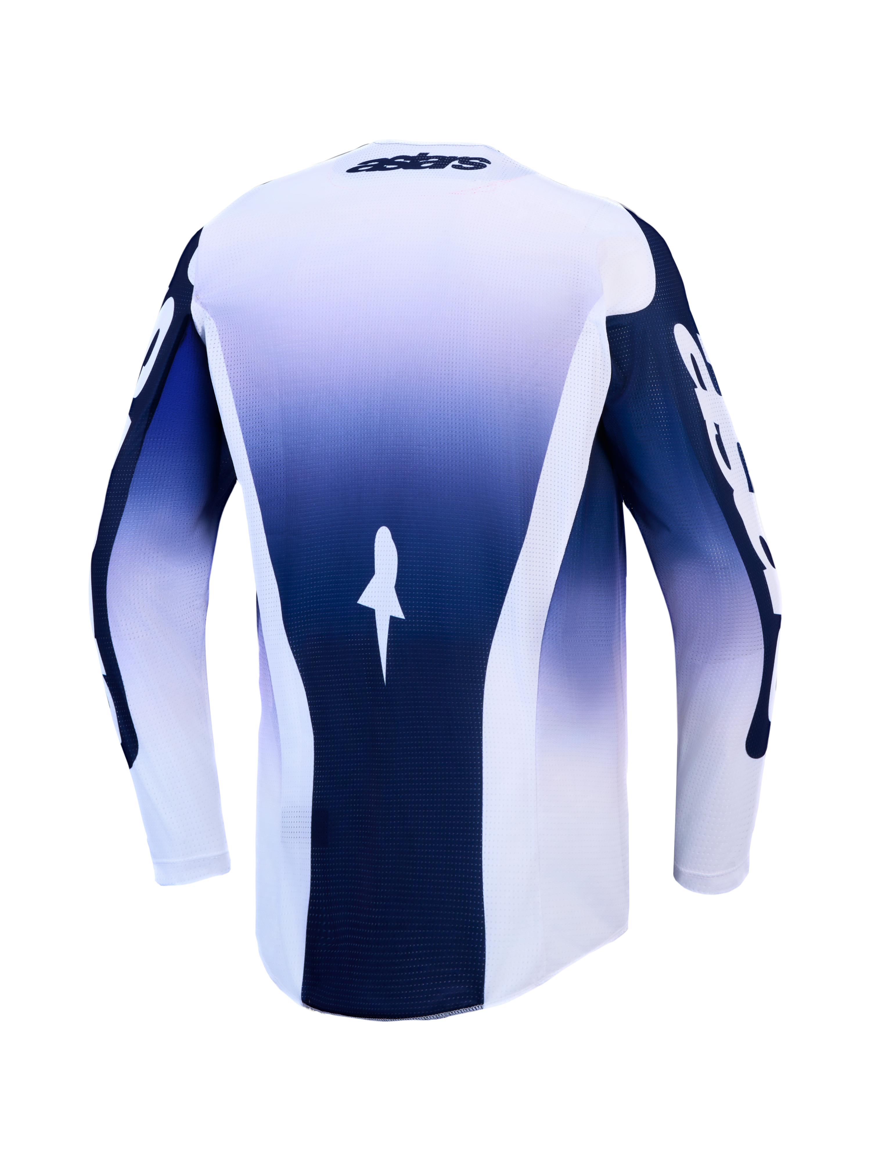 Alpinestars Maglia Racer Air Amber, maglia da motocross con sfumatura blu e bianca, costruzione in rete leggera e ventilata, vista posteriore