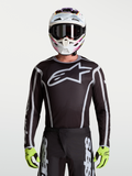 Alpinestars maglia Fluid Apex V2, maglia da motocross da uomo, nera e argento con grande logo a stella, vestibilità atletica