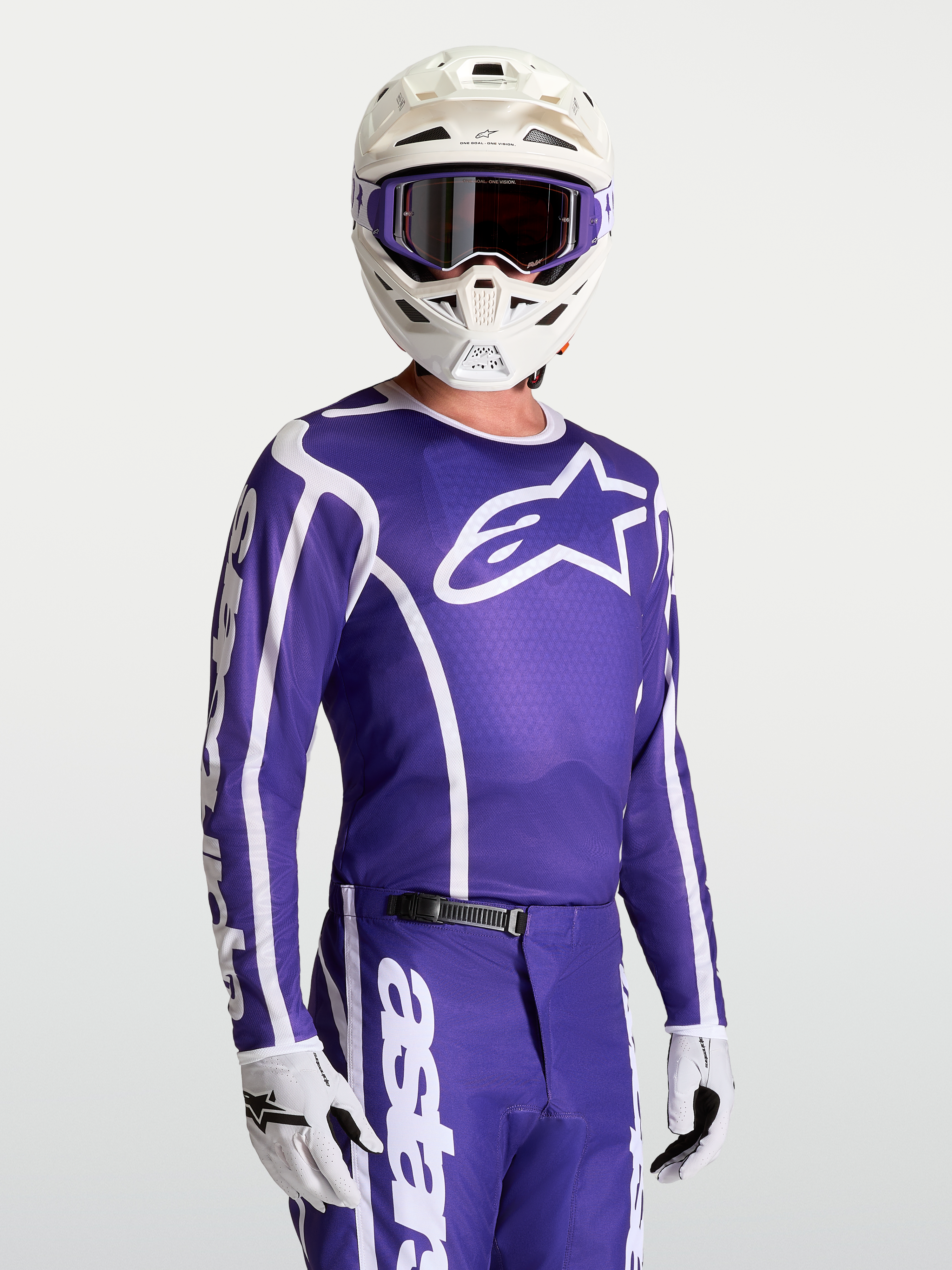 Alpinestars Maglia Fluid Apex V2, maglia da motocross da uomo, blu e bianca, in tessuto tecnico traspirante.