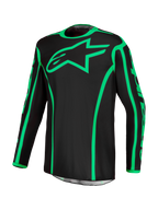 Alpinestars Maglia Fluid Apex V2, maglia motocross uomo, nera e verde fluo, in poliestere anti-umidità con logo a stella.