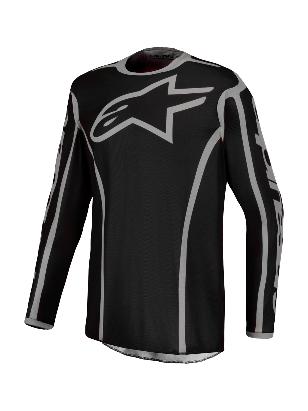 Alpinestars maglia Fluid Apex V2, maglia motocross da uomo, nera e argento, in poliestere traspirante e anti-umidità