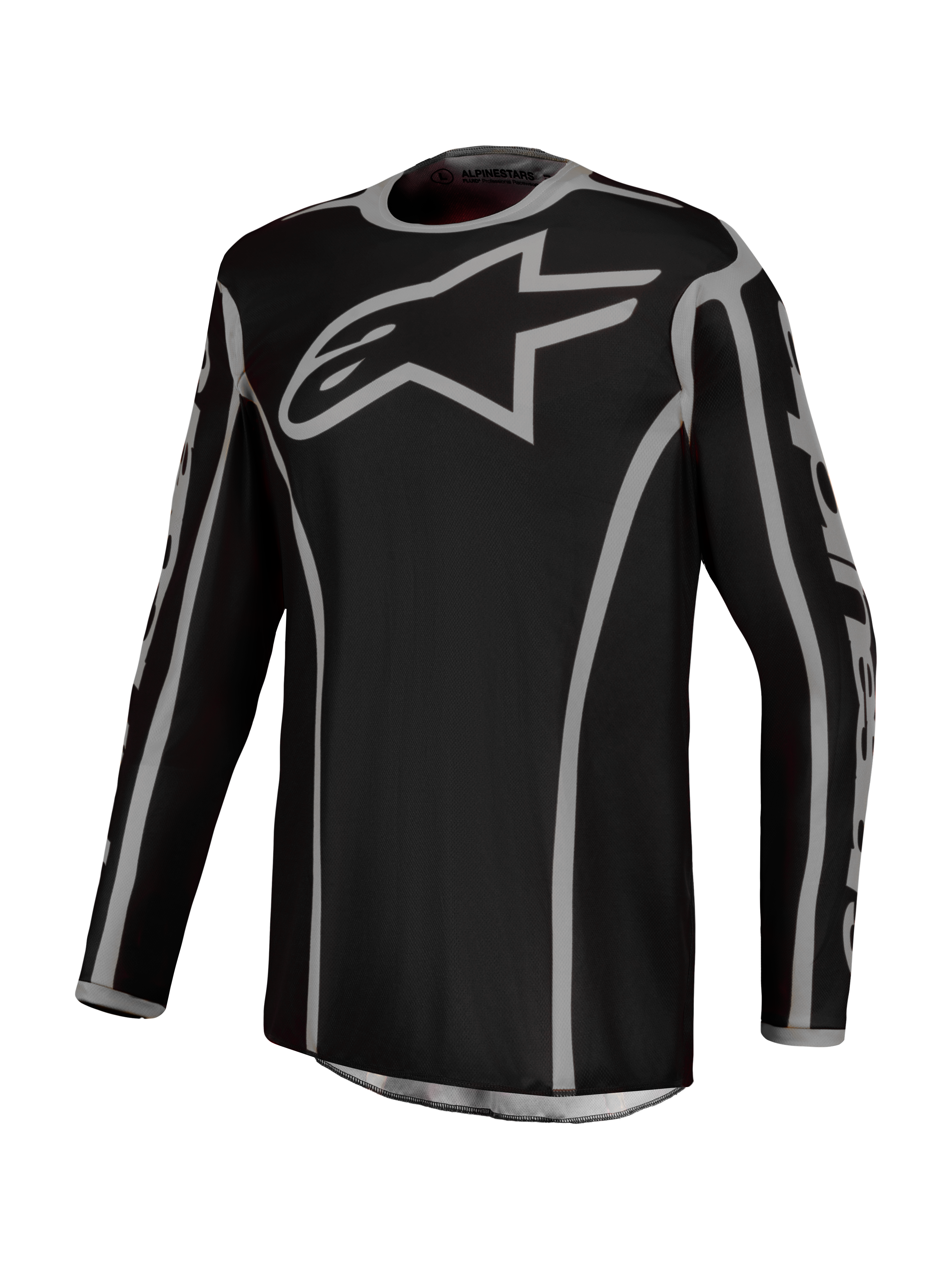 Alpinestars maglia Fluid Apex V2, maglia motocross da uomo, nera e argento, in poliestere traspirante e anti-umidità