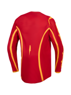 Alpinestars maglia Fluid Apex V2 da motocross, uomo, rosso fuoco e oro, vista posteriore con taglio allungato.