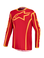 Alpinestars Maglia Fluid Apex V2, maglia da motocross da uomo, rosso fuoco e oro, in poliestere traspirante con vestibilità sportiva rilassata per fuoristrada