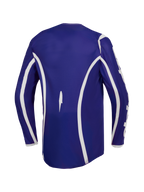 Alpinestars maglia Fluid Apex V2, maglia da motocross per uomo blu e bianca, vista posteriore con bordo allungato