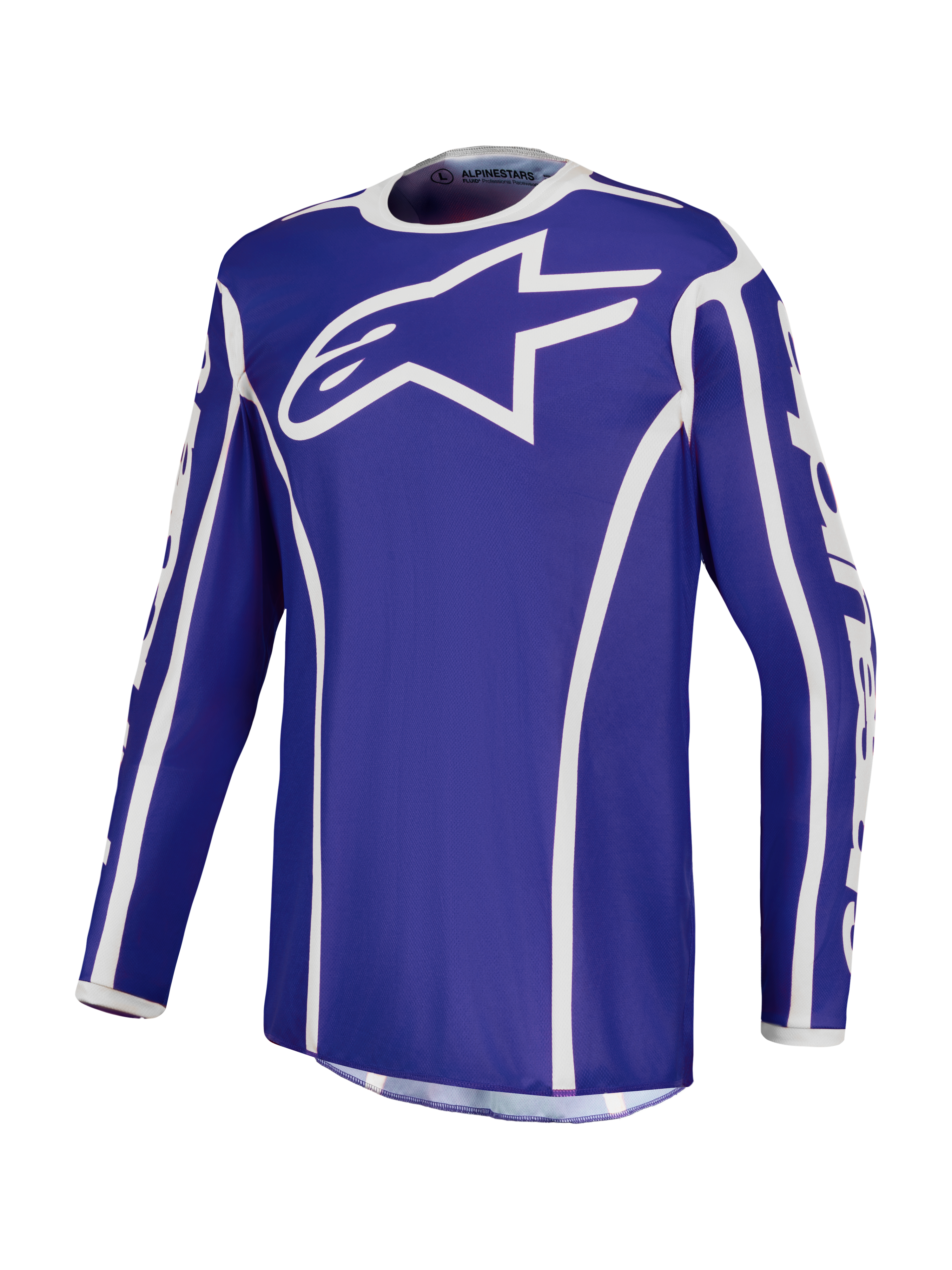 Alpinestars Maglia Fluid Apex V2, maglia da motocross da uomo, blu e bianca, in poliestere traspirante e leggero, ideale per la guida off-road.