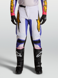 Alpinestars Pantaloni Fluid Drag 2027, pantaloni da motocross per uomo lilla chiaro e blu iris con dettagli oro