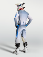 Alpinestars Maglia Racer Amber, maglia motocross uomo, grigio e blu, vista posteriore con vestibilità race fit.