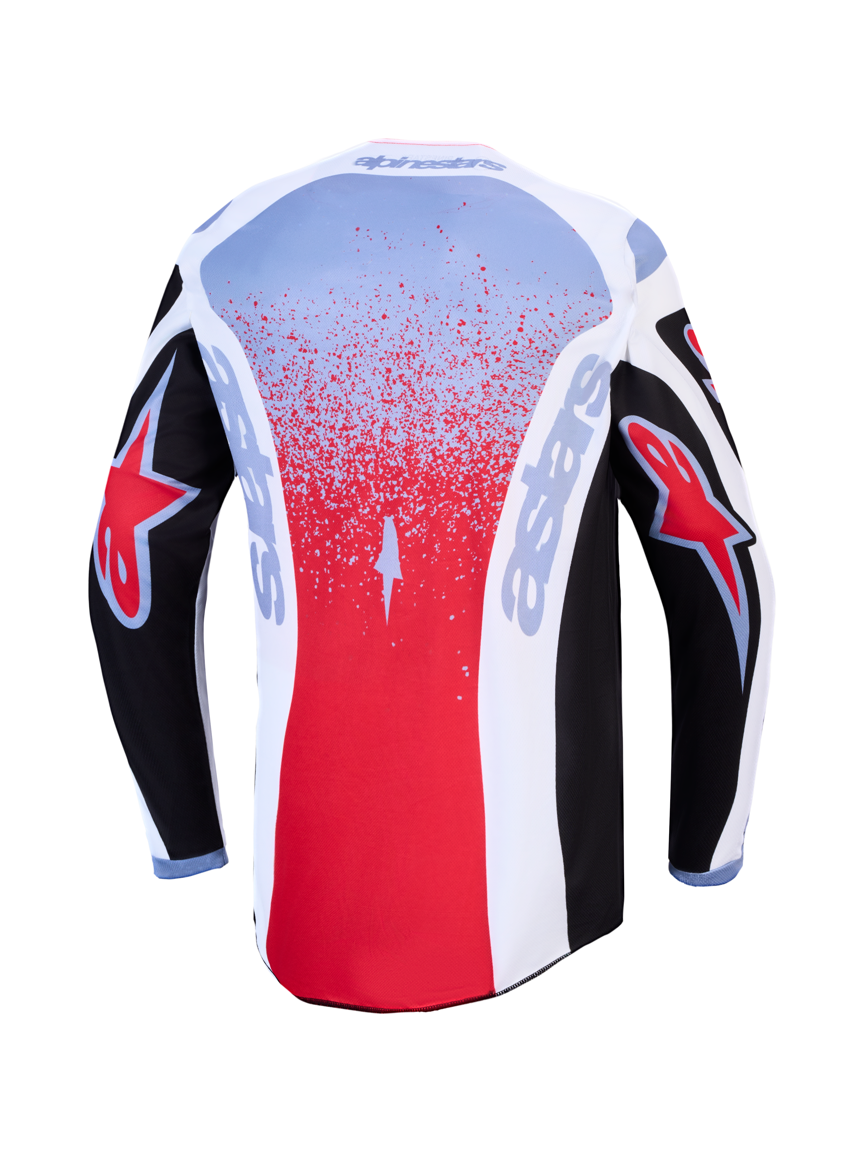 Alpinestars maglia Fluid Drag, maglia da motocross per uomo, nera e rossa, vista posteriore con tessuto traspirante