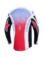 Alpinestars Maglia Fluid Drag, maglia da motocross da uomo, nera, rossa e bianca, vista posteriore con tessuto traspirante e orlo posteriore allungato