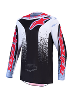 Alpinestars Maglia Fluid Drag 2027, maglia da motocross da uomo, nera e bianca con grafiche rosse, tessuto traspirante