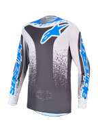 Alpinestars maglia Fluid Drag, maglia motocross da uomo, grigio e blu, in poliestere leggero e traspirante.