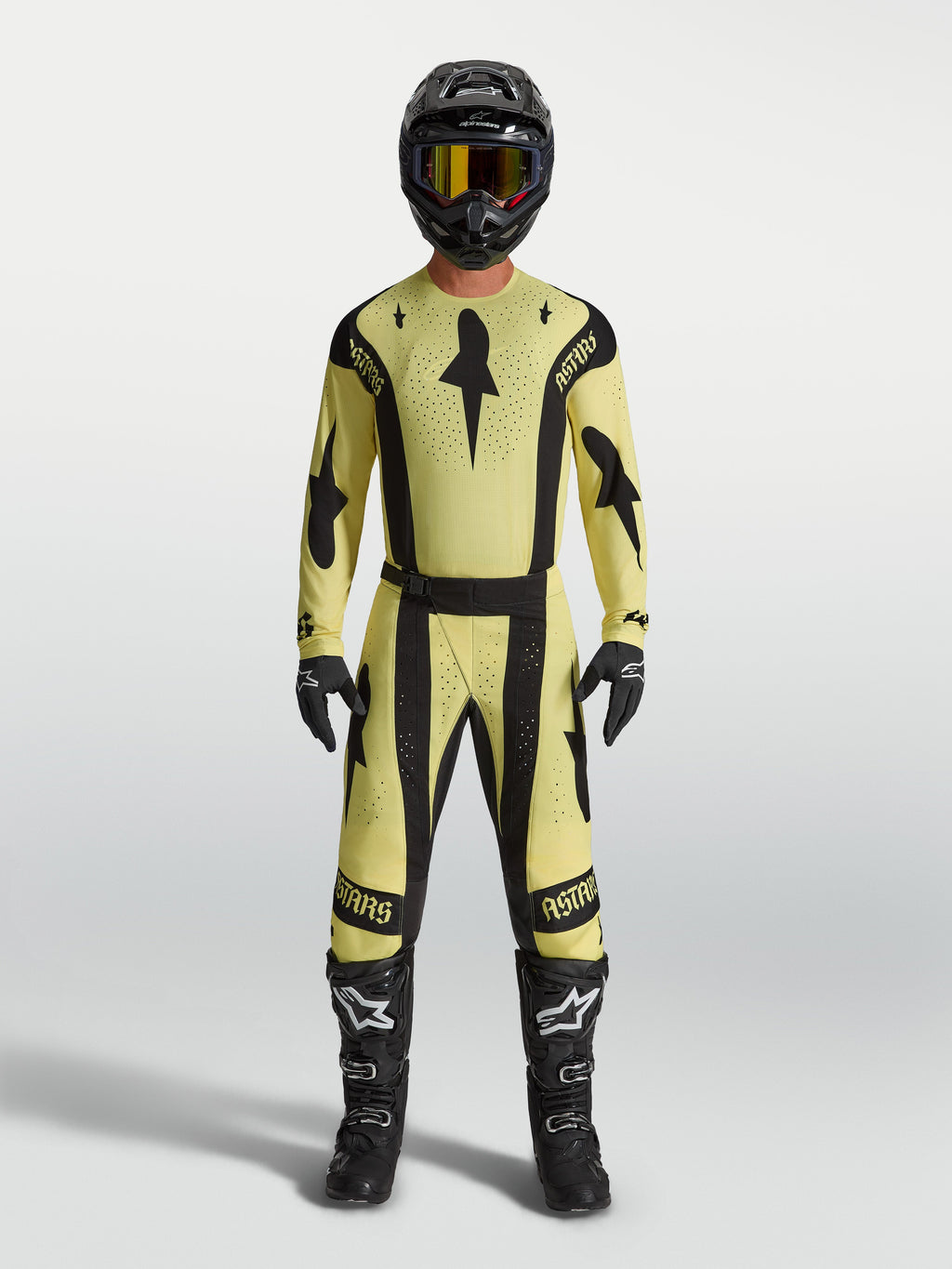 Alpinestars Maglia Techstar Atrox, maglia motocross da uomo gialla e nera con vestibilità racing e ventilazione laser