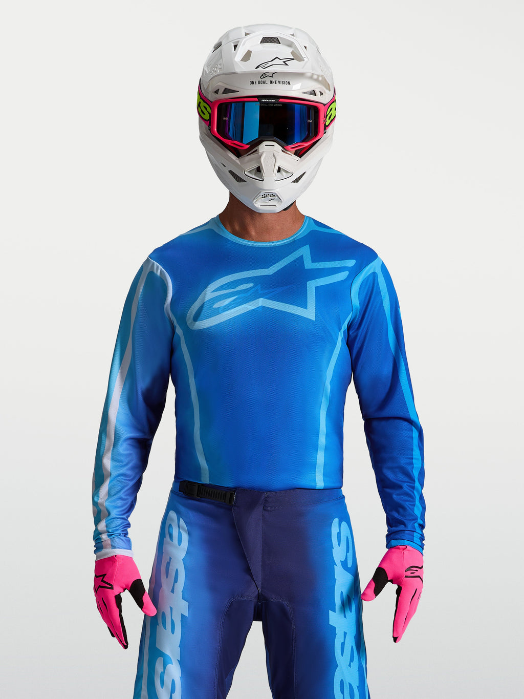 Alpinestars Maglia Fluid Kepler, maglia motocross da uomo, blu, vestibilità ergonomica e leggera per off-road