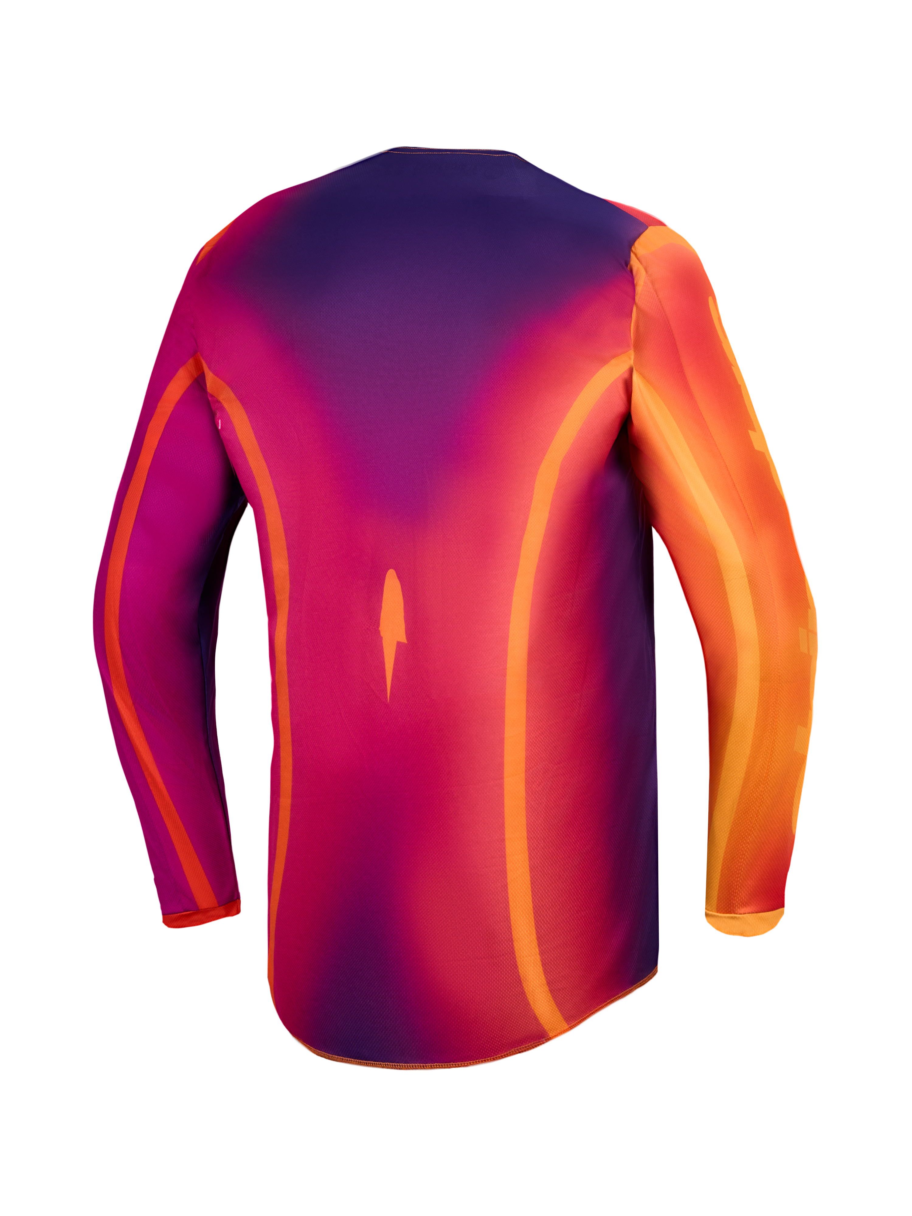 Alpinestars Maglia Fluid Kepler, maglia da motocross da uomo, viola e arancione, vista posteriore con taglio allungato, in poliestere traspirante per off-road
