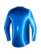 Alpinestars Maglia Fluid Kepler, maglia da motocross da uomo, blu e bianca, in tessuto traspirante, vista posteriore.