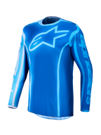 Alpinestars maglia Fluid Kepler 2027, maglia da motocross blu in tessuto anti-umidità con grande logo a stella sul petto.
