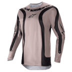 Alpinestars 2024 Fluid Lurv Jersey, maglia da motocross, Mud Black, con pannelli grafici neri curvi e logo centrale Alpinestars, in poli-tessuto leggero e traspirante per prestazioni nel fuoristrada
