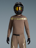 Alpinestars maglia Supertech Air Gold edizione limitata, maglia da motocross per uomo, marrone e oro, con ventilazione laser.