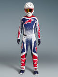 Alpinestars completo Techstar Unity edizione limitata, completo da motocross da uomo, bianco, blu e rosso, stile racing.