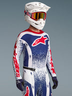 Alpinestars Techstar Unity maglia limited edition, maglia motocross rossa e blu con design splatter, racing da uomo.