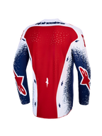 Alpinestars Techstar Unity Maglia, maglia da motocross da uomo, rosso, bianco e blu con ventilazione laser posteriore.