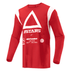 Alpinestars Maglia Techdura, maglia da motocross ed enduro, rosso vivo, con triangolo bianco e marchio ASTARS sul petto, in tessuto poly-fabric a maniche lunghe traspirante per la guida fuoristrada