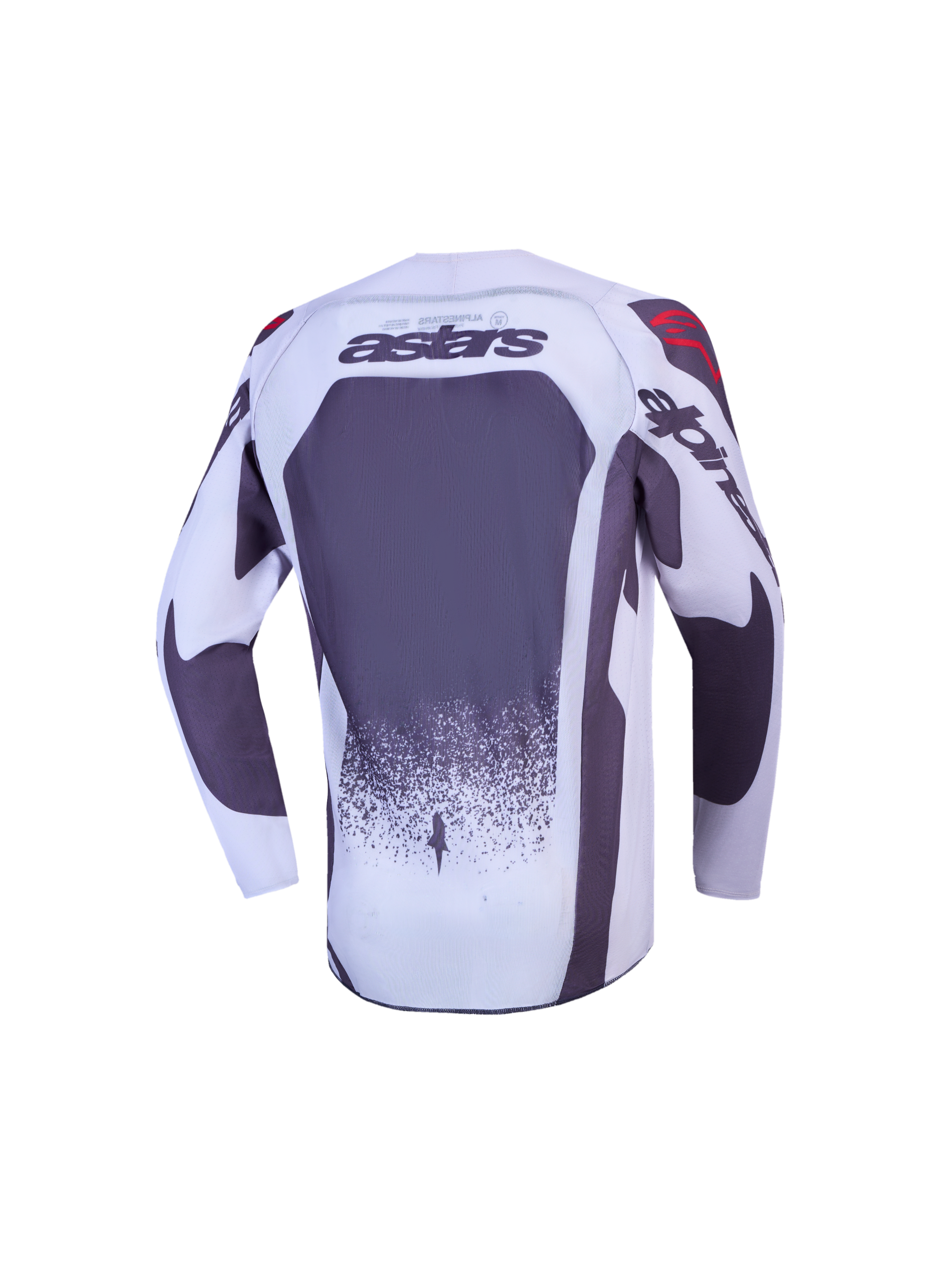 Alpinestars maglia Ragazzo Supertech Swan, maglia da motocross, vista posteriore, grigio e bianco, logo astars e tessuto mesh traspirante