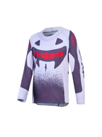 Alpinestars maglia Ragazzo Supertech Swan, maglia da motocross grigia e bianca con grafiche rosse, mesh elastica leggera