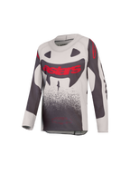 Alpinestars maglia Supertech Swan ragazzo 2027, maglia da motocross grigia e rossa fluo in mesh stretch ventilata.