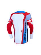 Alpinestars Maglia Supertech Dyna Ragazzo, vista posteriore in mesh rosso fuoco e bianco per motocross ad alte prestazioni.