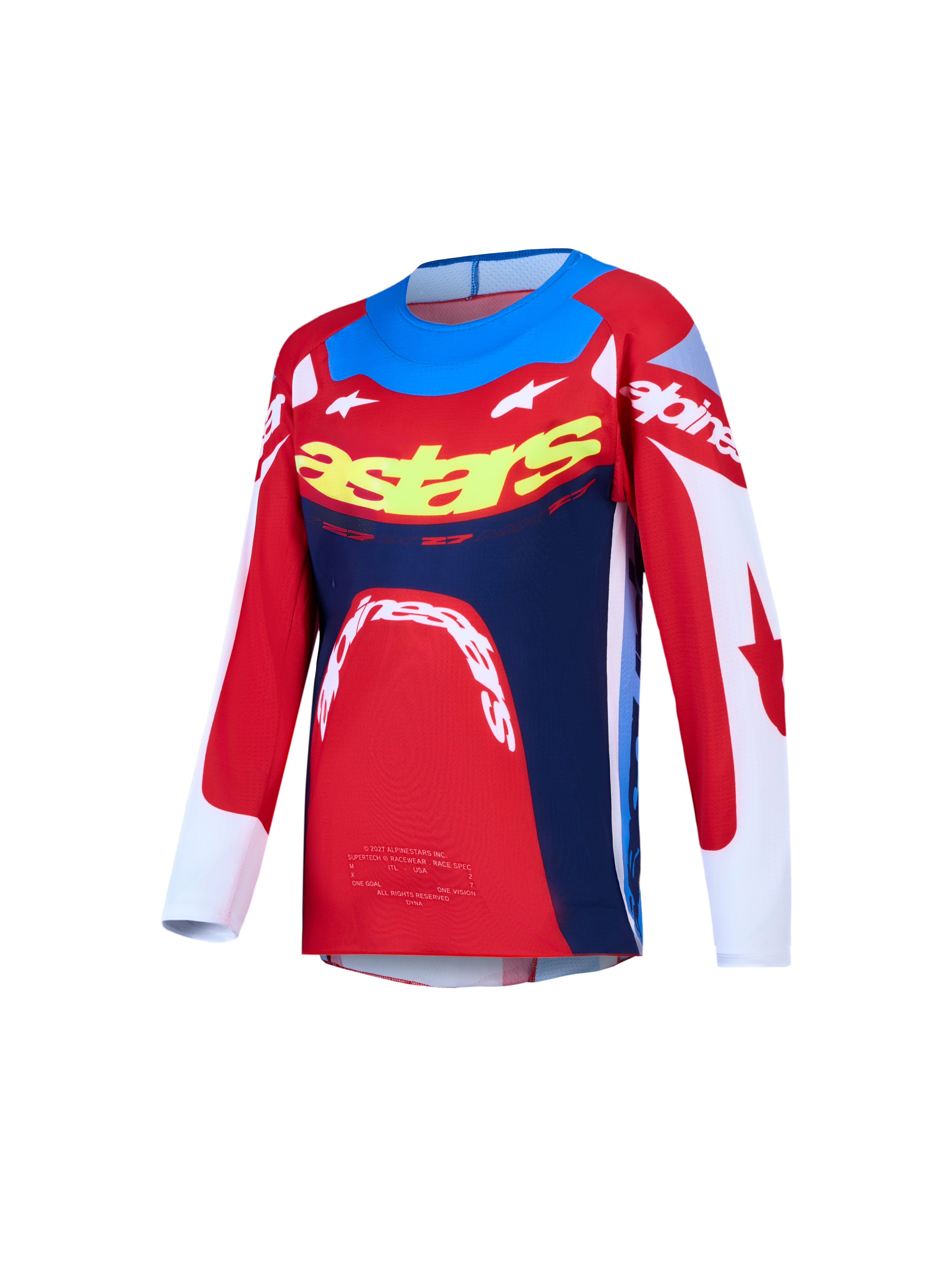 Alpinestars Maglia Supertech Dyna Ragazzo, maglia da motocross racing per ragazzi, rosso e blu navy, in mesh elasticizzato con vestibilità atletica