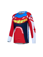 Maglia Supertech Dyna Ragazzo 2027 Alpinestars, maglia da motocross per ragazzi, rossa, blu e bianca, mesh elasticizzato.
