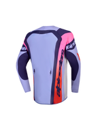 Alpinestars Maglia Supertech Dyna Ragazzo 2027, maglia da motocross viola e rosa, vista posteriore con bordo allungato.