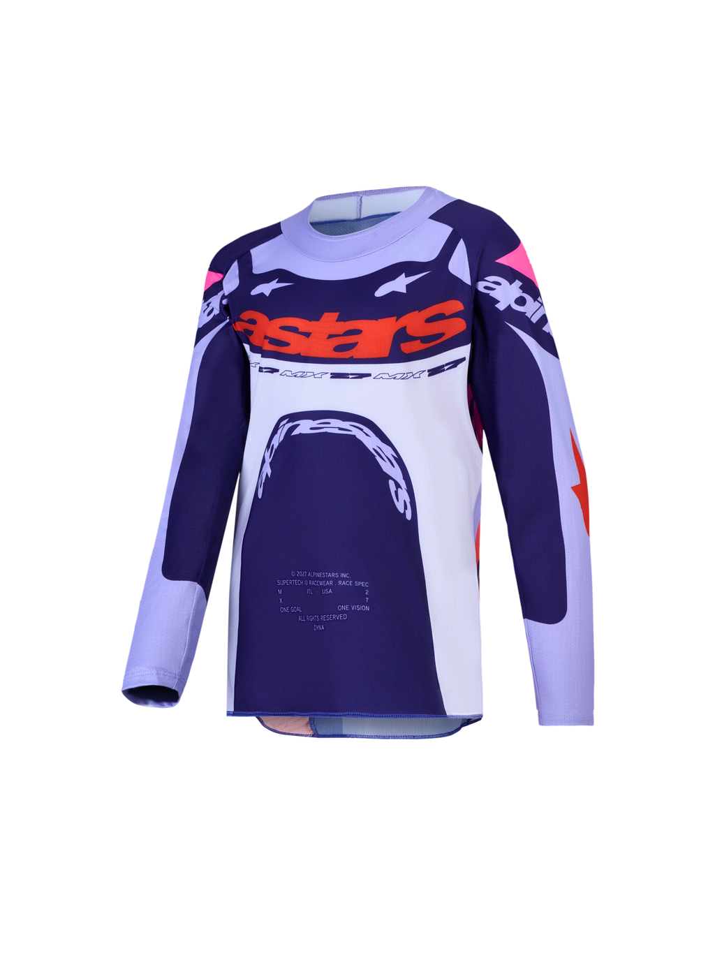 Alpinestars Ragazzo Supertech Dyna Jersey, maglia da motocross per ragazzi, blu e bianca con dettagli arancioni, ideale per competizioni fuoristrada e racing