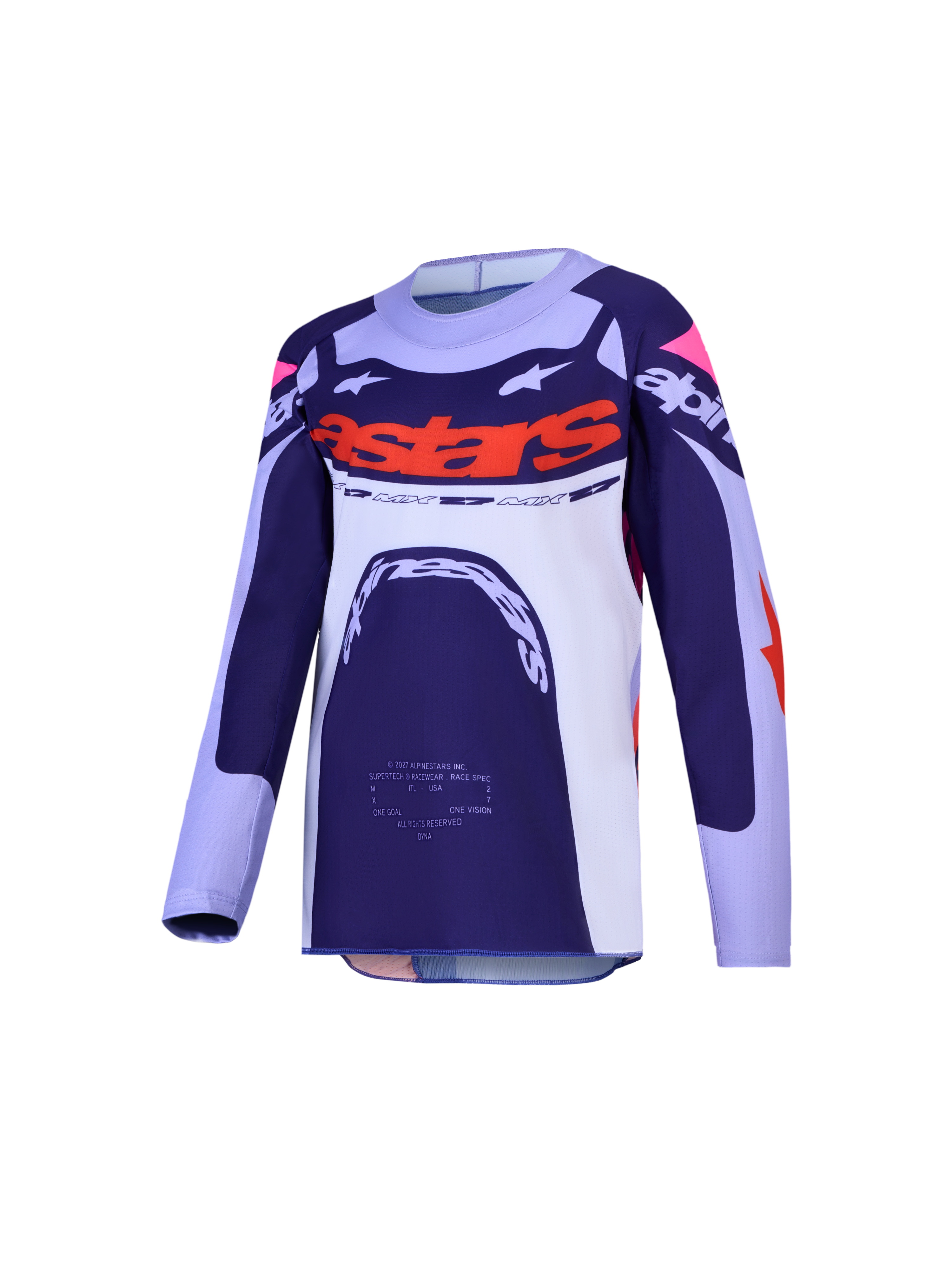Alpinestars Ragazzo Supertech Dyna Jersey, maglia da motocross per ragazzi, blu e bianca con dettagli arancioni, ideale per competizioni fuoristrada e racing